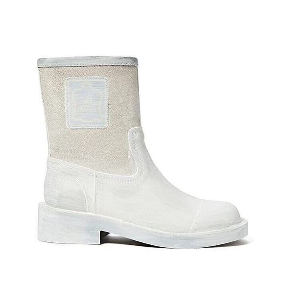 MM6 Maison Margiela Inside Out White Paint Moto Slip On Boot